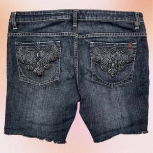 David Bitton Buffalo Jeans Peak 32 Gray/Black Distressed Denim Shorts Jorts Y2K